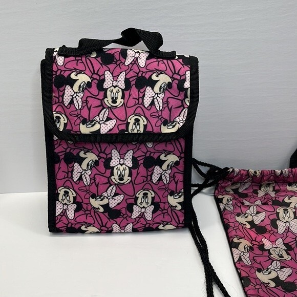 Disney Mini drawstring backpack and Lunch Box Pink Black - Picture 2 of 13